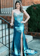 Polly |Long Metallic Peacock Blue Prom Dresses Websites With Sweetheart Mermaid Beaded Slit - Price #price_variant_lowest# - Peacock - PromDressClub